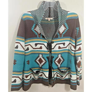 Magnolia Lane Masters Cardigan Women’s XL Sweater Aztec Southwestern Pockets